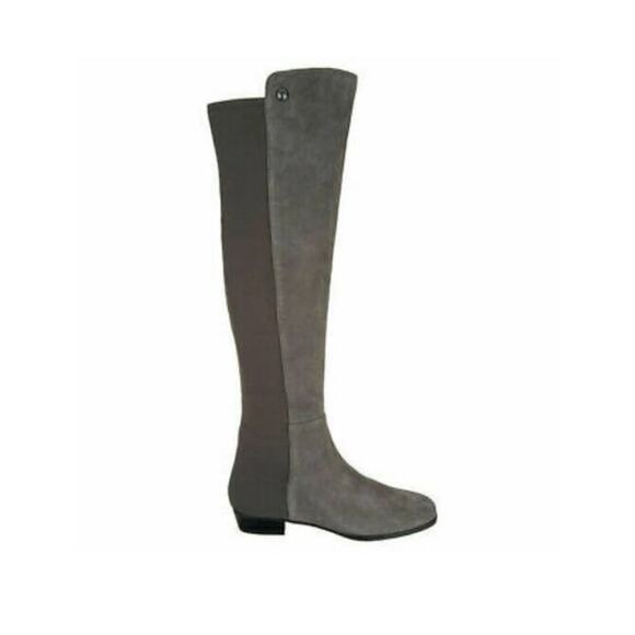 Vince Camuto Karita Over The Knee Kid Suede Tall Pull On Boots 8M Gray Stretch - Picture 2 of 14
